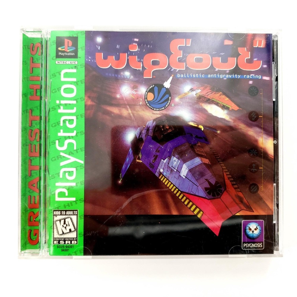 WipEout (Sony PlayStation 1, 1996) Complete w/ Reg Card Tested & Works